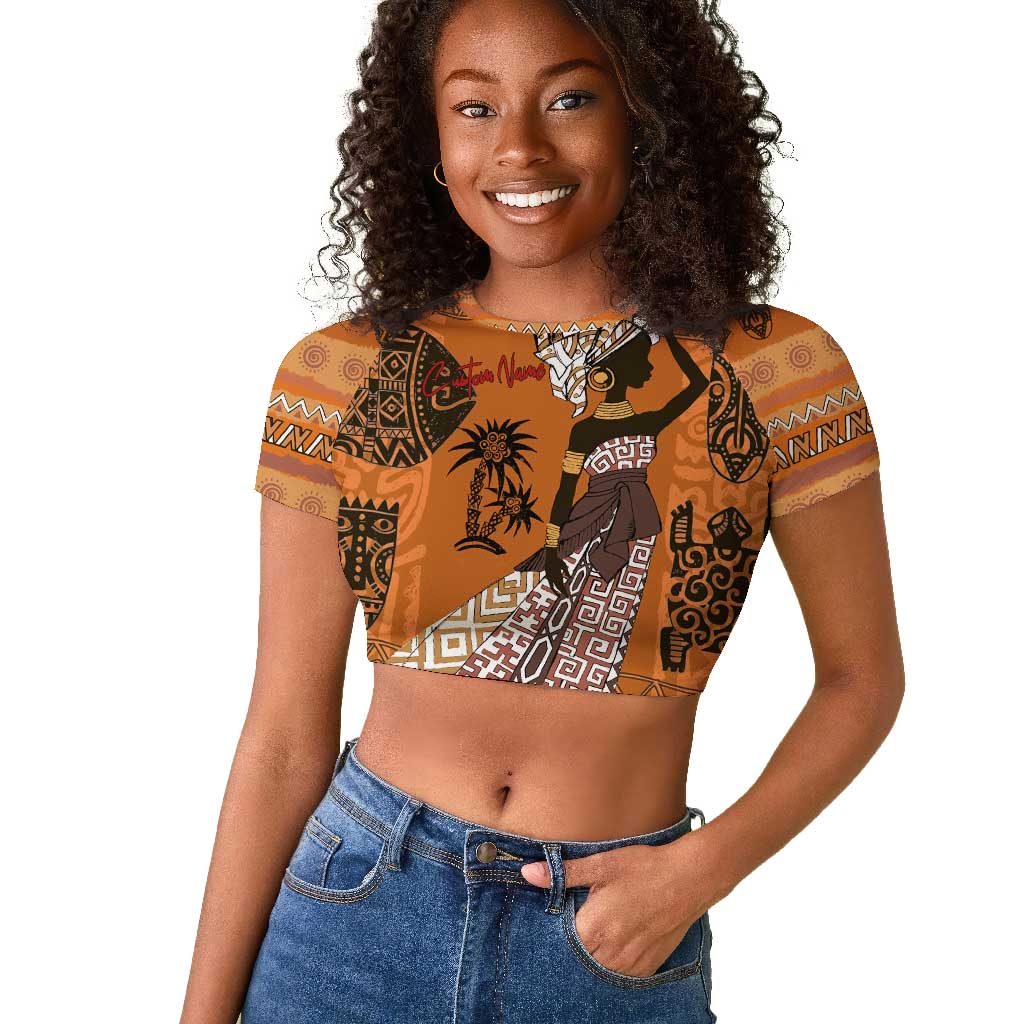 Personalized Beautiful Woman African Raglan Cropped T shirt