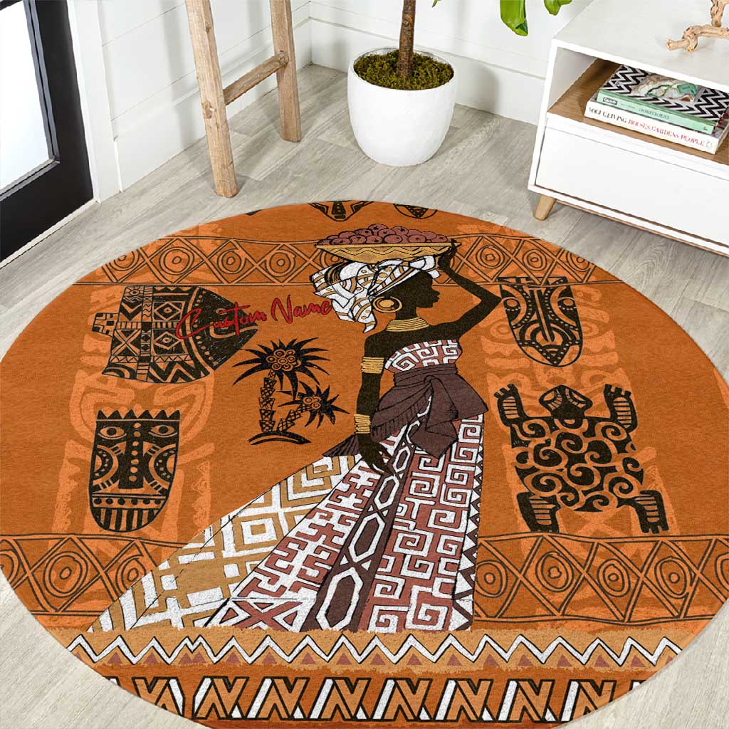 Personalized Beautiful Woman African Round Carpet