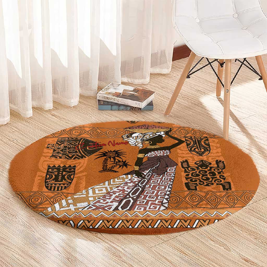 Personalized Beautiful Woman African Round Carpet