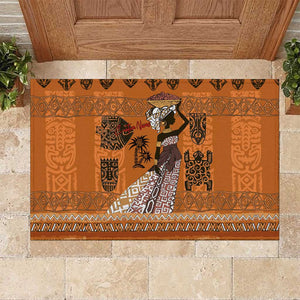 Personalized Beautiful Woman African Rubber Doormat