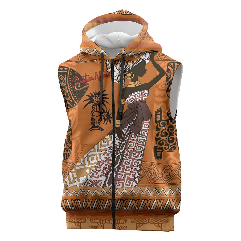 Personalized Beautiful Woman African Sleeveless Zip Hoodie - African Pride