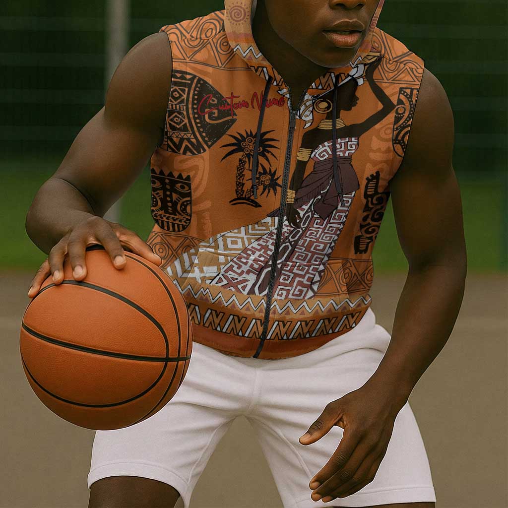 Personalized Beautiful Woman African Sleeveless Zip Hoodie - African Pride