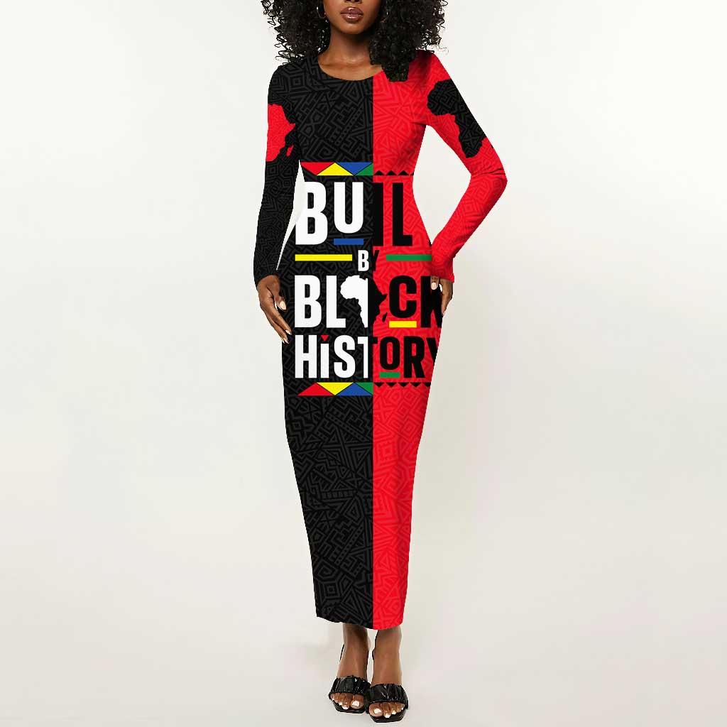 Built By Black History Long Sleeve Bodycon Dress