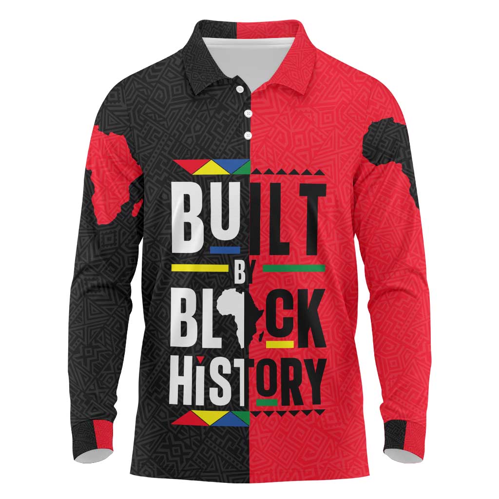 Built By Black History Long Sleeve Polo Shirt