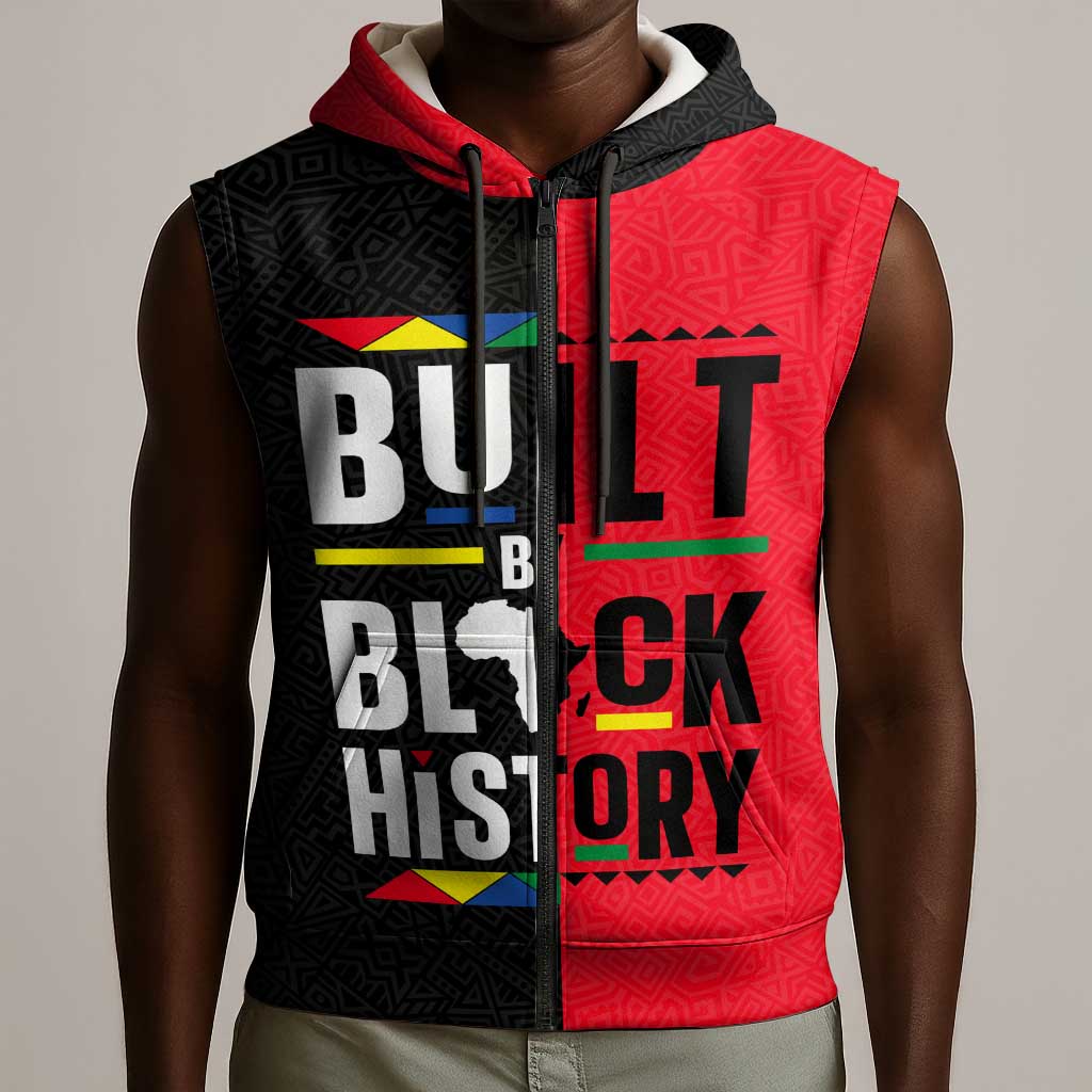 Built By Black History Sleeveless Zip Hoodie - African Pride