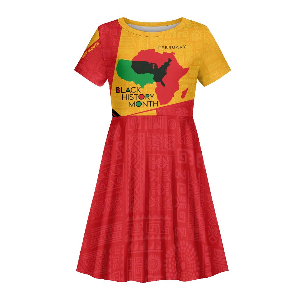 Black History Month Kid Short Sleeve Dress - African February Design