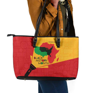 Black History Month Leather Tote Bag - African February Design