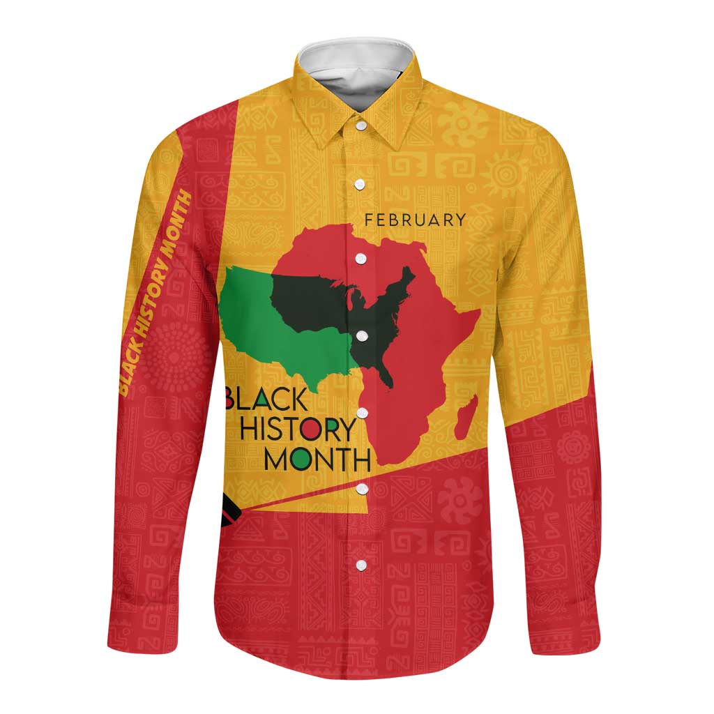 Black History Month Long Sleeve Button Shirt - African February Design