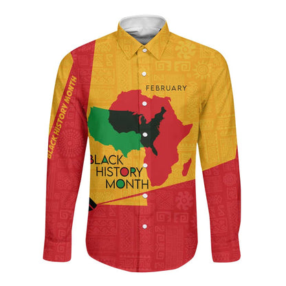 Black History Month Long Sleeve Button Shirt - African February Design