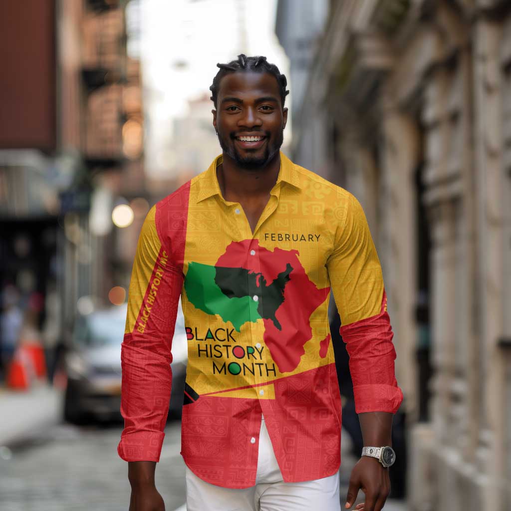 Black History Month Long Sleeve Button Shirt - African February Design