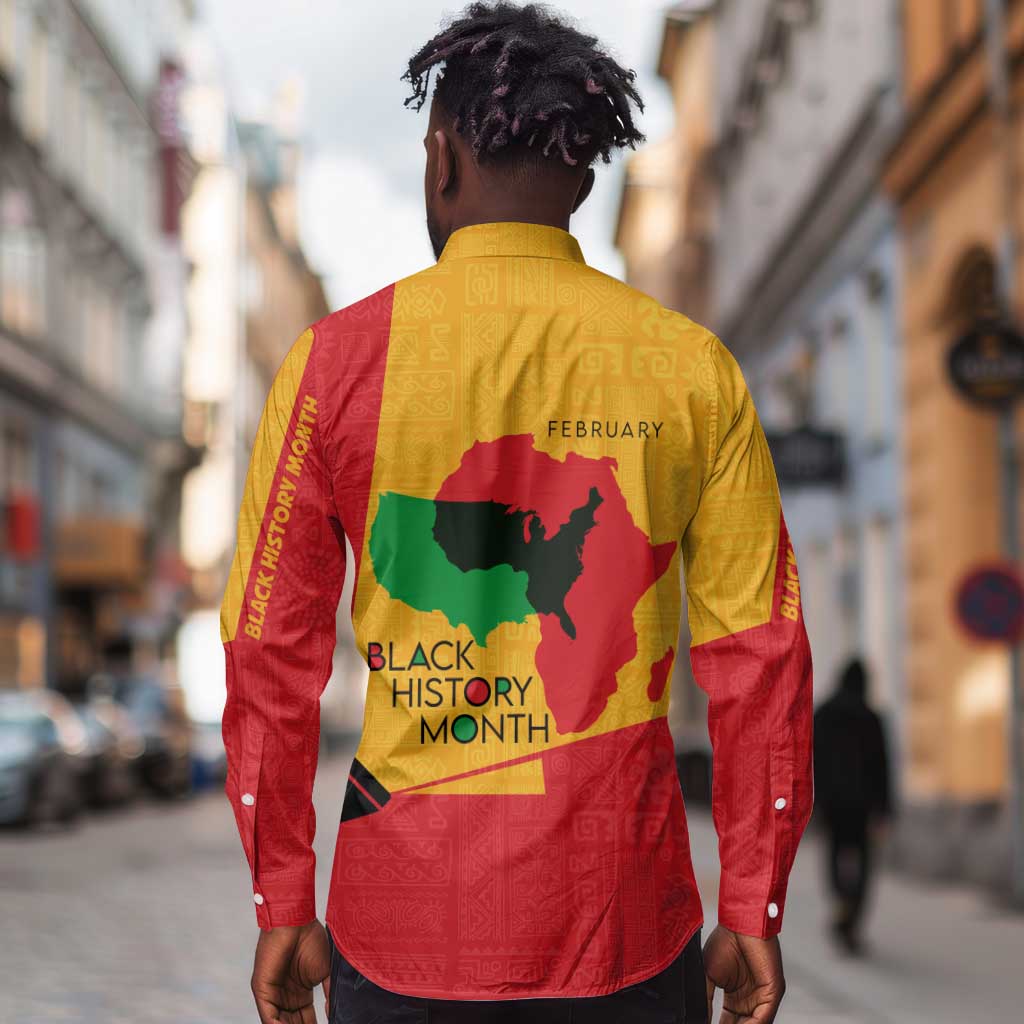 Black History Month Long Sleeve Button Shirt - African February Design