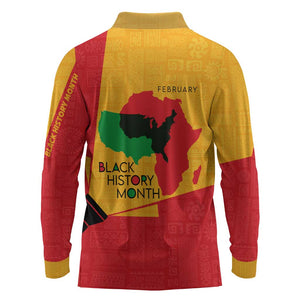 Black History Month Long Sleeve Polo Shirt - African February Design