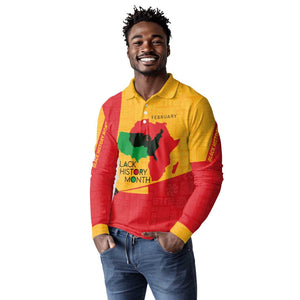 Black History Month Long Sleeve Polo Shirt - African February Design