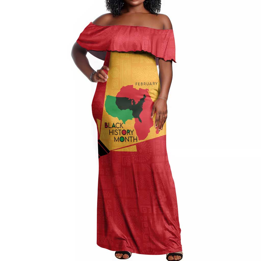 Black History Month Off Shoulder Maxi Dress - African February Design