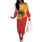 Black History Month Off The Shoulder Long Sleeve Dress - African February Design