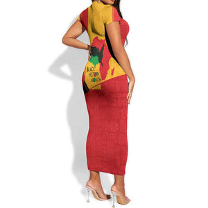 Black History Month Short Sleeve Bodycon Dress - African February Design