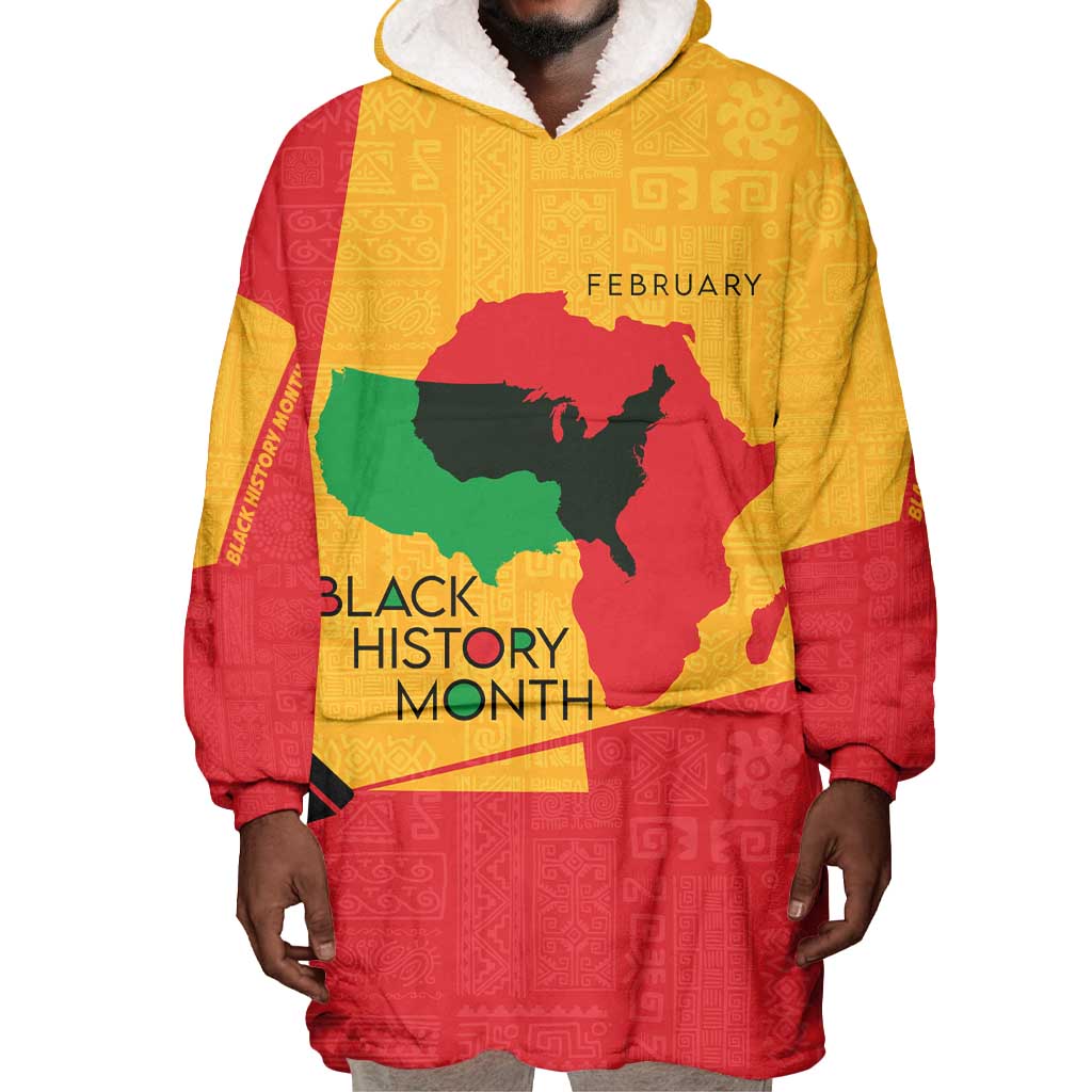 Black History Month Wearable Blanket Hoodie - African February Design