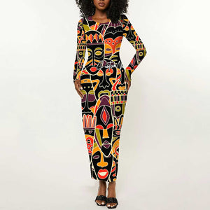 The Spirit of Africa Custom Long Sleeve Bodycon Dress