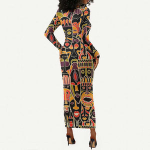 The Spirit of Africa Custom Long Sleeve Bodycon Dress