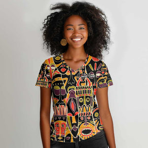 The Spirit of Africa Custom Women V-Neck T-Shirt