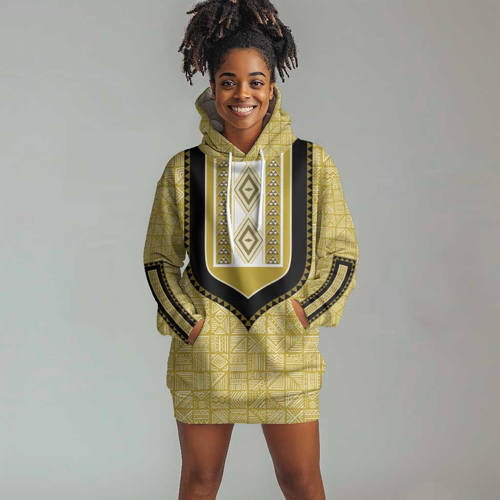 Personalized African Dashiki Hoodie Dress - Mudcloth Style