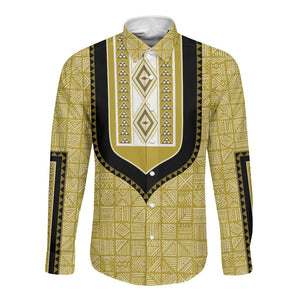 Personalized African Dashiki Long Sleeve Button Shirt - Mudcloth Style