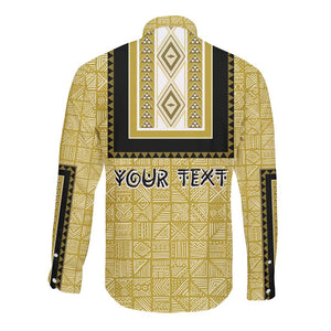 Personalized African Dashiki Long Sleeve Button Shirt - Mudcloth Style