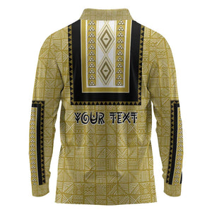 Personalized African Dashiki Long Sleeve Polo Shirt - Mudcloth Style