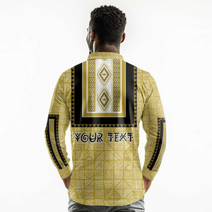 Personalized African Dashiki Long Sleeve Polo Shirt - Mudcloth Style