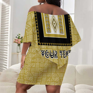 Personalized African Dashiki Off Shoulder Short Dress - Mudcloth Style