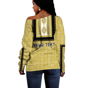 Personalized African Dashiki Off Shoulder Sweater - Mudcloth Style