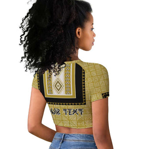 Personalized African Dashiki Raglan Cropped T shirt - Mudcloth Style