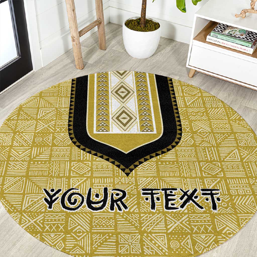 Personalized African Dashiki Round Carpet - Mudcloth Style