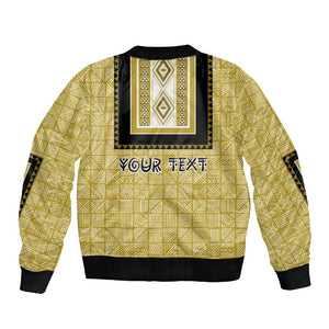 Personalized African Dashiki Sleeve Zip Bomber Jacket - Mudcloth Style