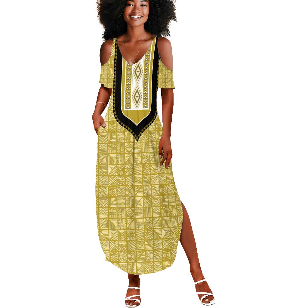 Personalized African Dashiki Summer Maxi Dress - Mudcloth Style