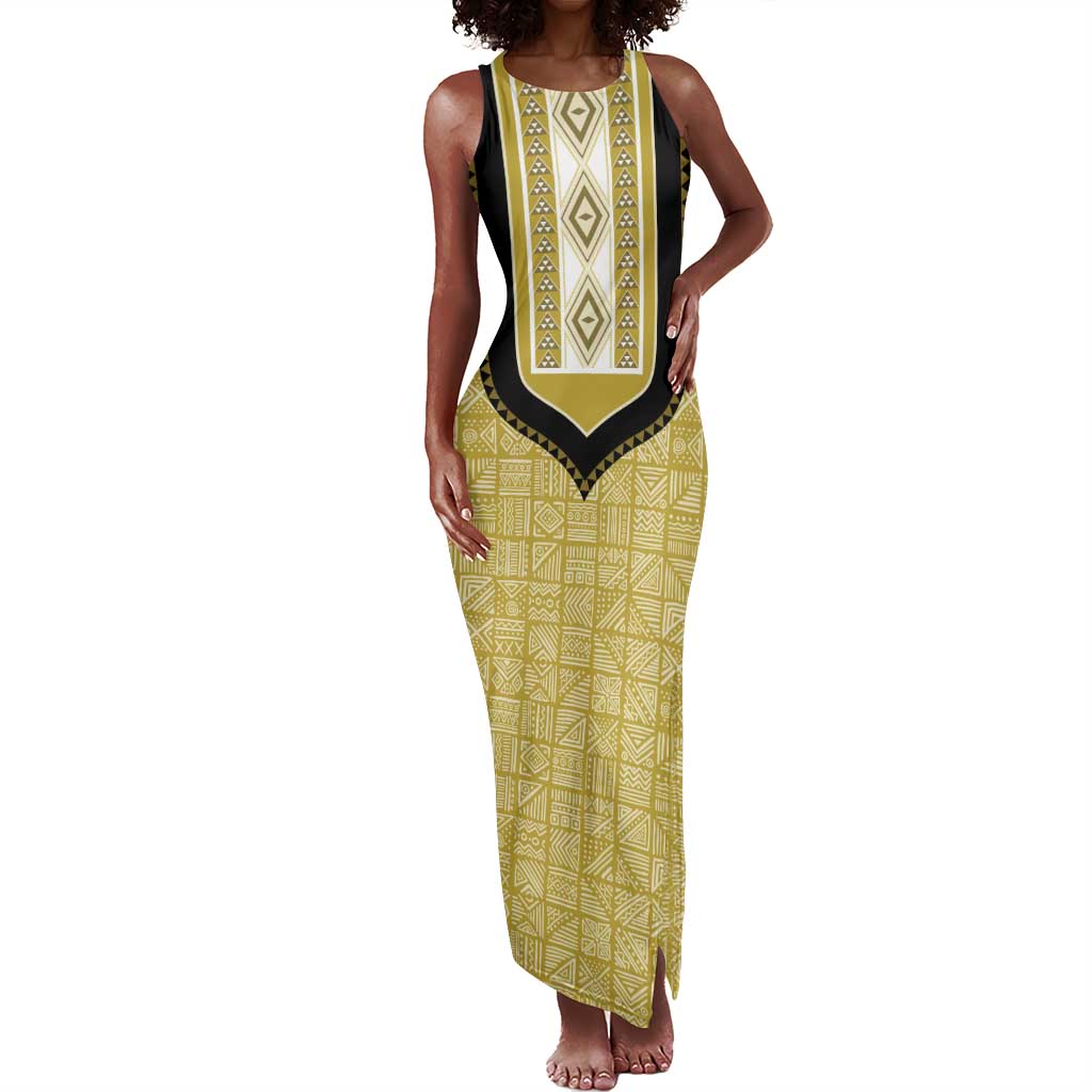 Personalized African Dashiki Tank Maxi Dress - Mudcloth Style