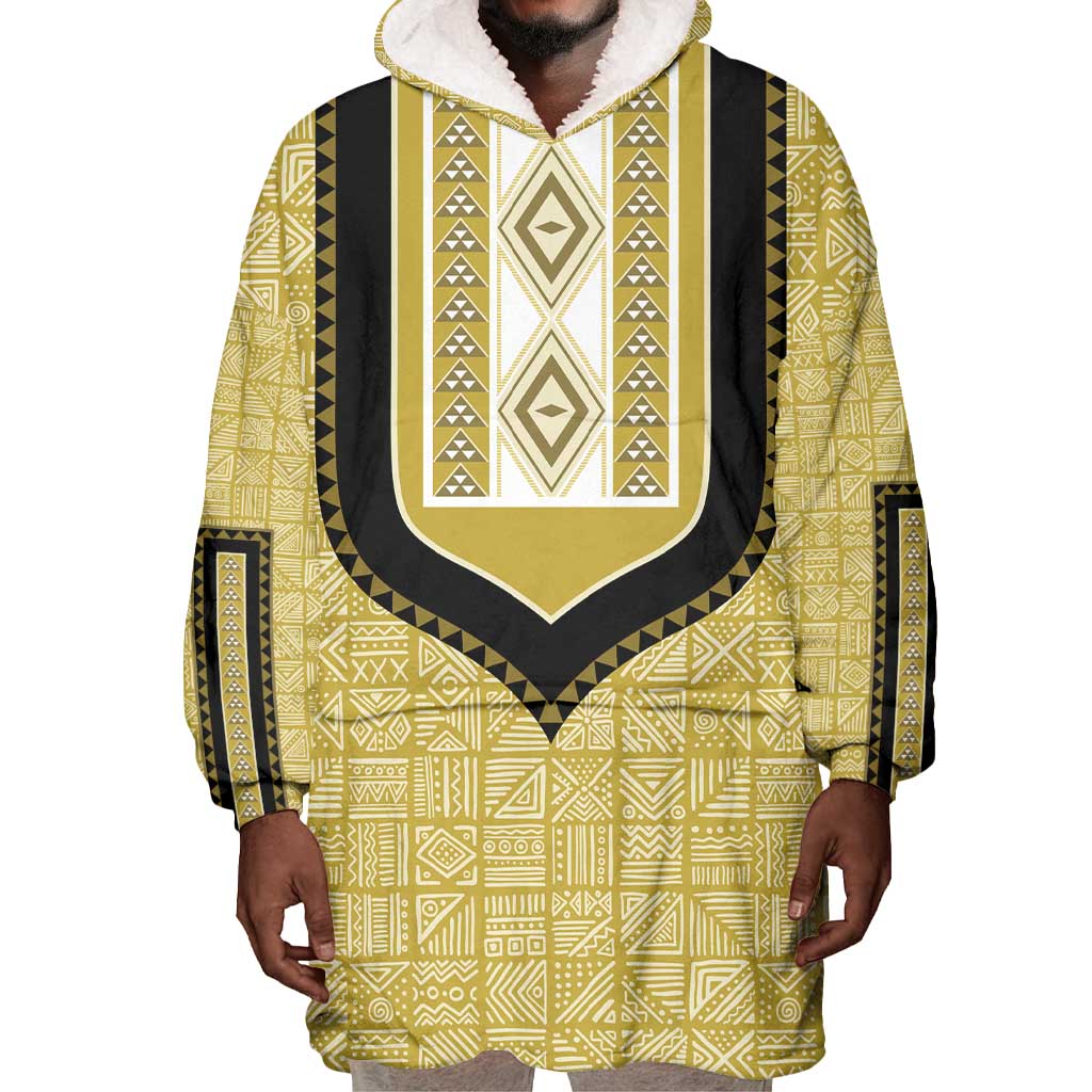 Personalized African Dashiki Wearable Blanket Hoodie - Mudcloth Style