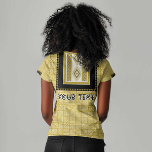 Personalized African Dashiki Women V-Neck T-Shirt - Mudcloth Style