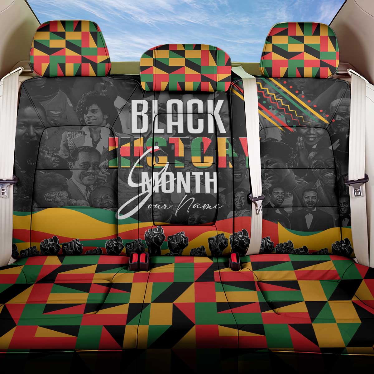 Personalized Black History Month Back Car Seat Cover with African American Heroes