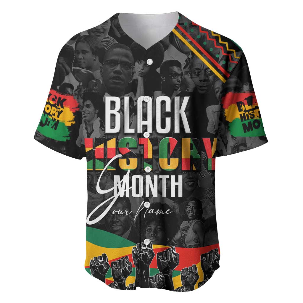 Personalized Black History Month Baseball Jersey with African American Heroes