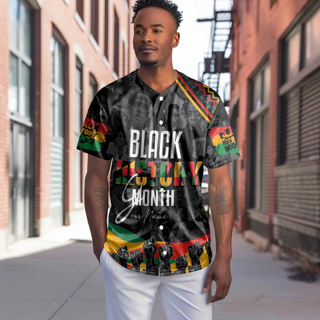 Personalized Black History Month Baseball Jersey with African American Heroes