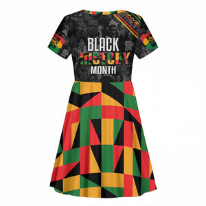 Personalized Black History Month Kid Short Sleeve Dress with African American Heroes