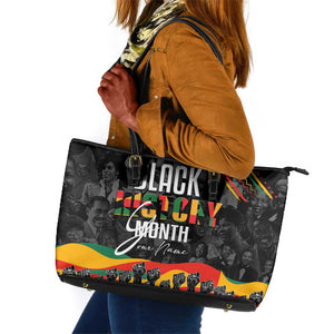 Personalized Black History Month Leather Tote Bag with African American Heroes