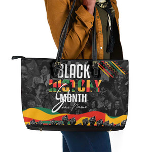 Personalized Black History Month Leather Tote Bag with African American Heroes