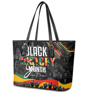 Personalized Black History Month Leather Tote Bag with African American Heroes