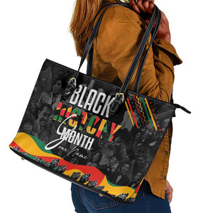 Personalized Black History Month Leather Tote Bag with African American Heroes