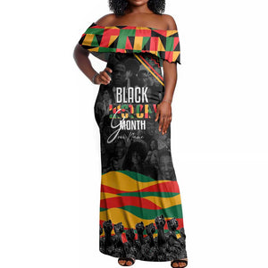 Personalized Black History Month Off Shoulder Maxi Dress with African American Heroes