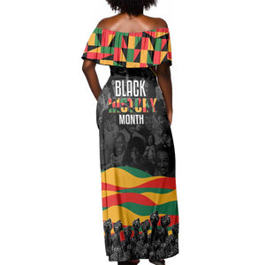 Personalized Black History Month Off Shoulder Maxi Dress with African American Heroes