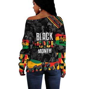 Personalized Black History Month Off Shoulder Sweater with African American Heroes