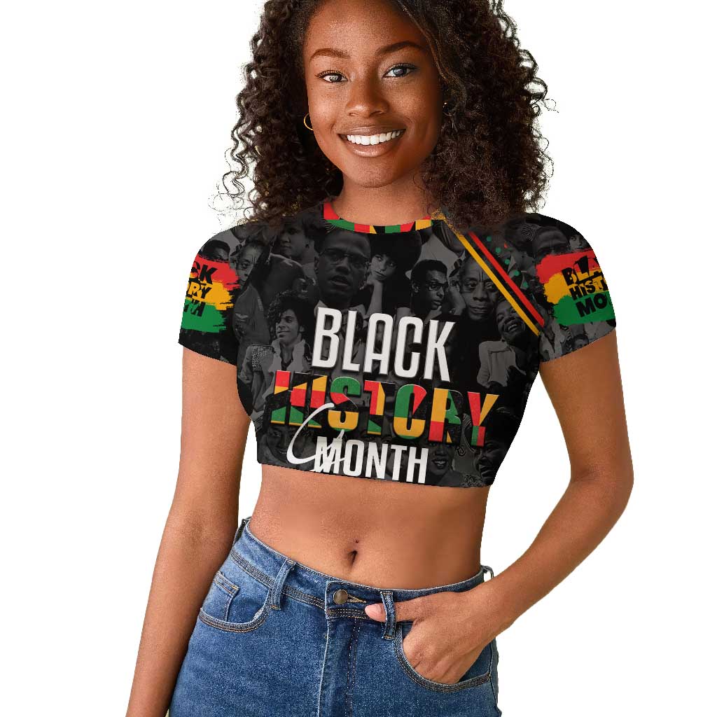 Personalized Black History Month Raglan Cropped T shirt with African American Heroes